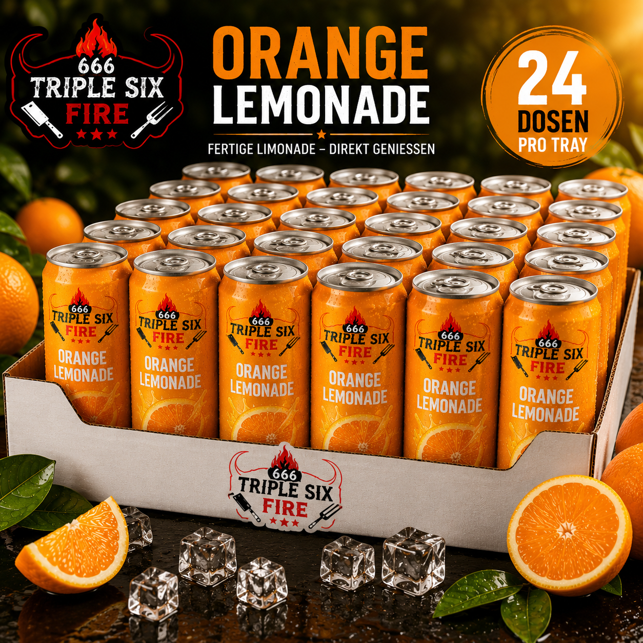 TRIPLE SIX FIRE – Orange Lemonade 4x24 Stück, 96 Dosen