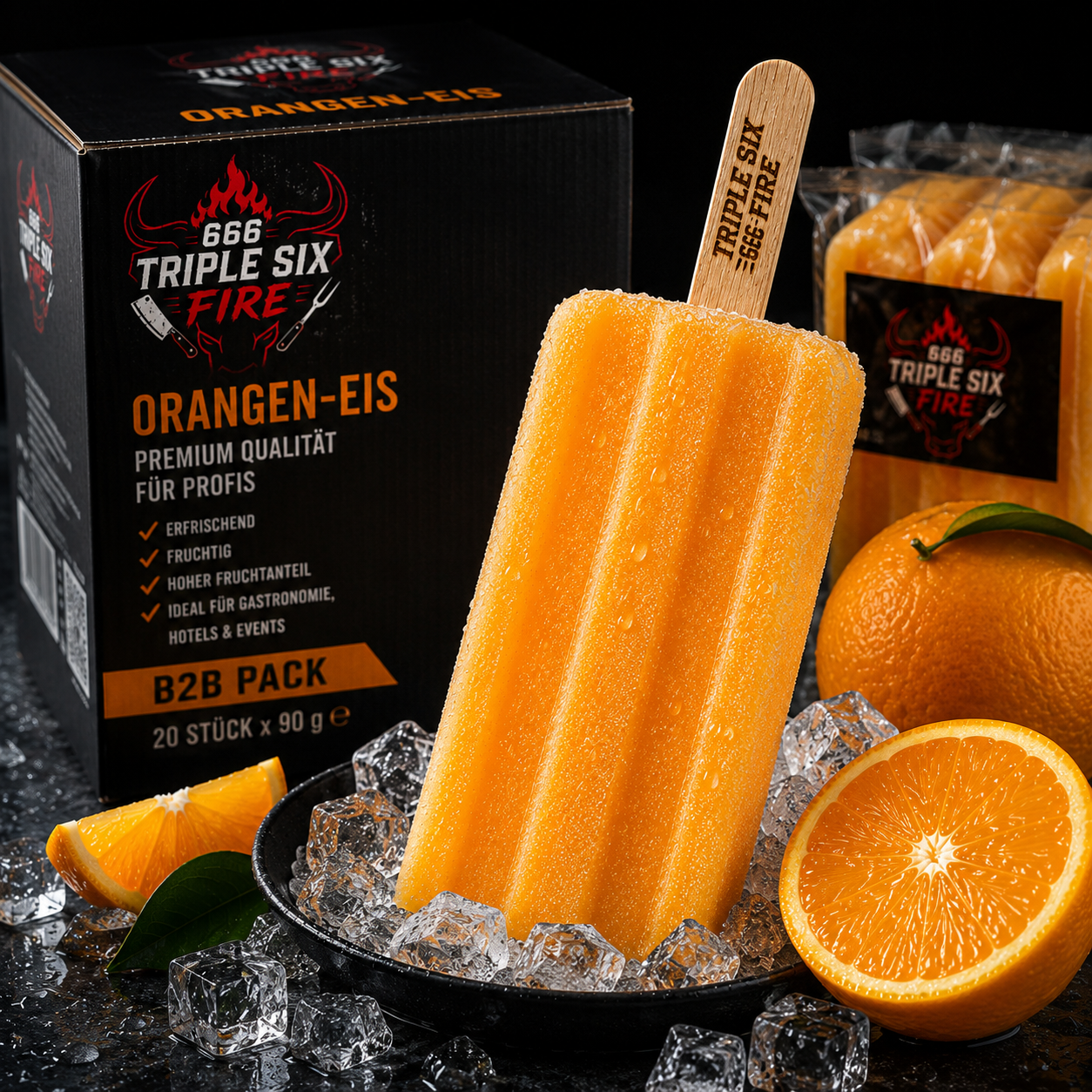 B2B Orange-Eis – Premium Wassereis aus echten Orangen 20 Stück / Karton