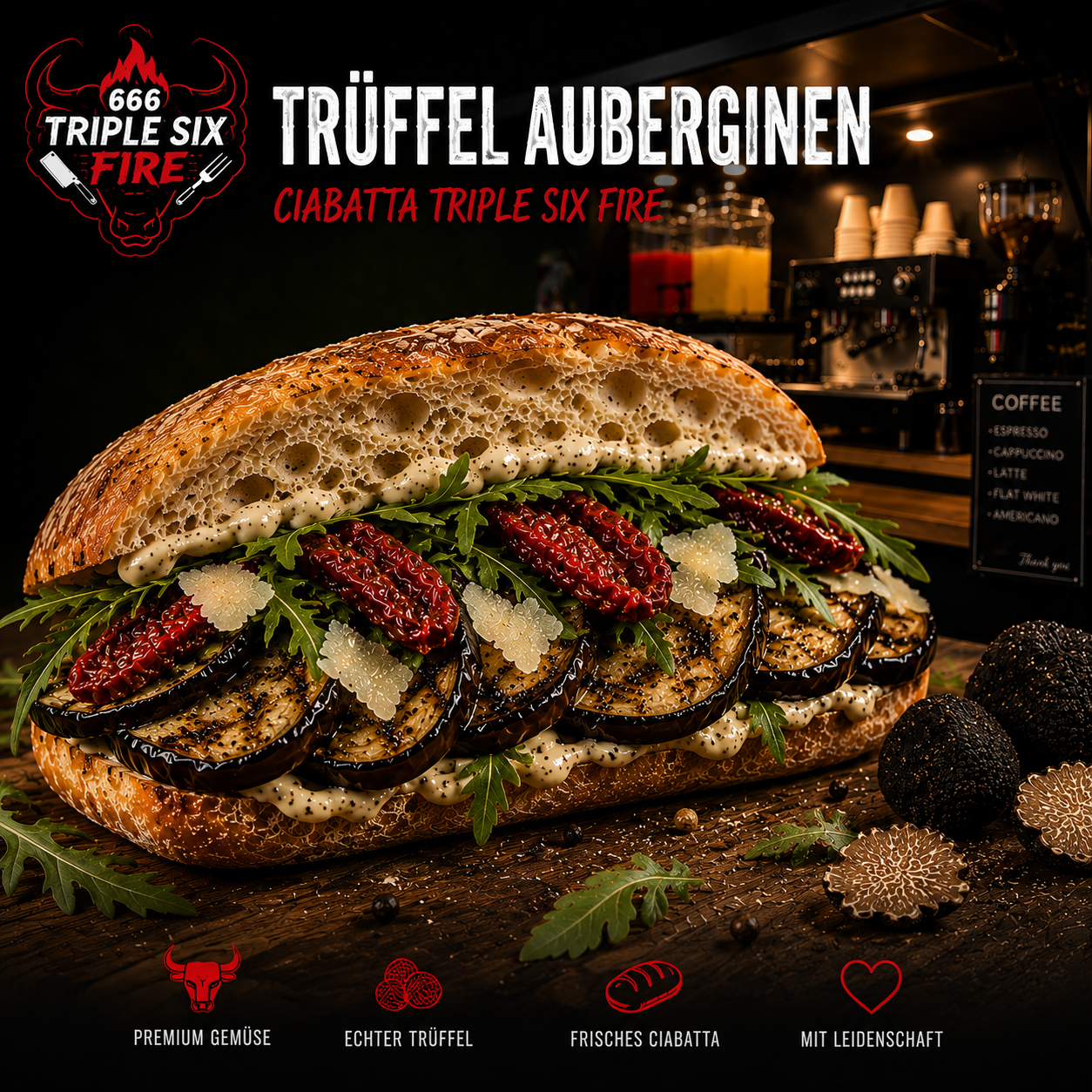 Triple Six Fire – Trüffel-Auberginen-Ciabatta
