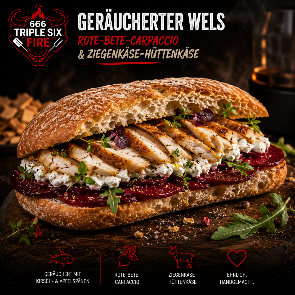 Triple Six Fire geräucherter Wels